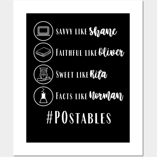 #POstables - Shane, Oliver, Rita & Norman (White Text) Wall Art by Hallmarkies Podcast Store
